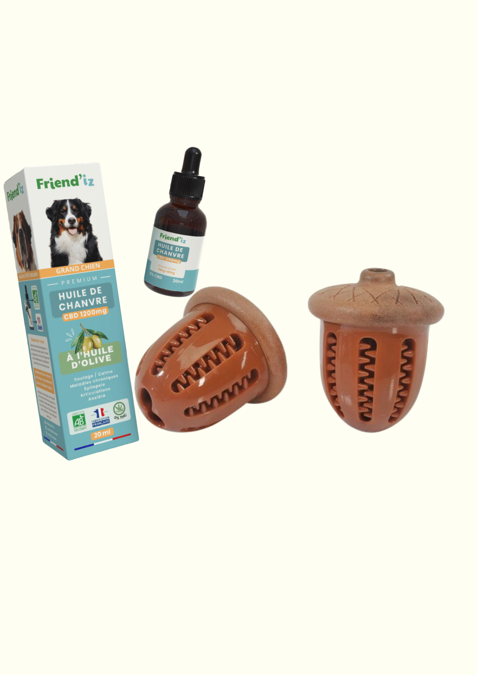 Offre limitée huile de chanvre grand chien+ jouet + livraison offerte