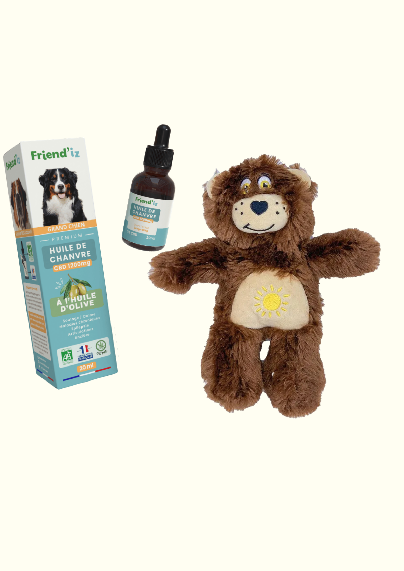 Offre limitée huile de chanvre grand chien+ jouet + livraison offerte